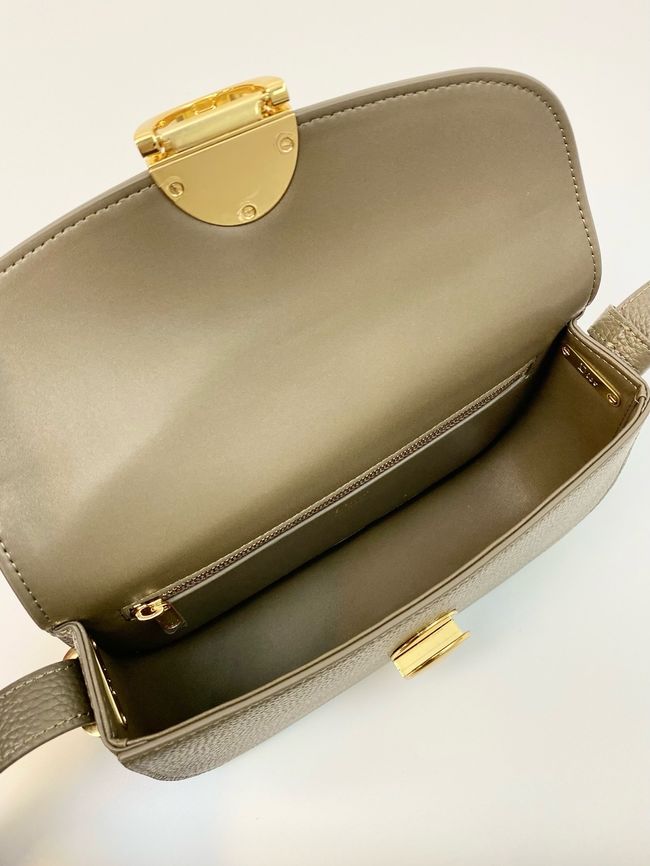 Small Dior Medaillon Flap Bag Grained Calfskin M3919Q Khaki