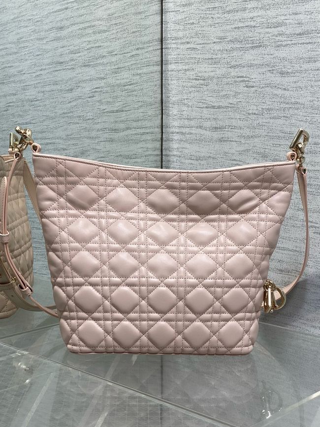 Small Dior Toujours Hobo Bag Cannage Lambskin M2867O Ballet Pink