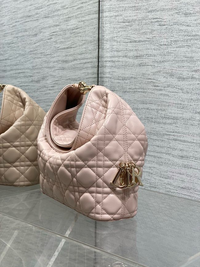 Small Dior Toujours Hobo Bag Cannage Lambskin M2867O Ballet Pink