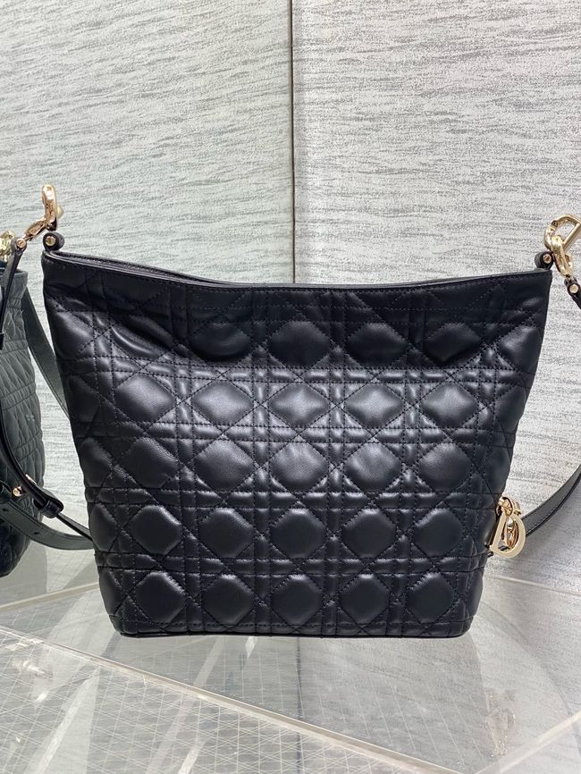 Small Dior Toujours Hobo Bag Cannage Lambskin M2867O black
