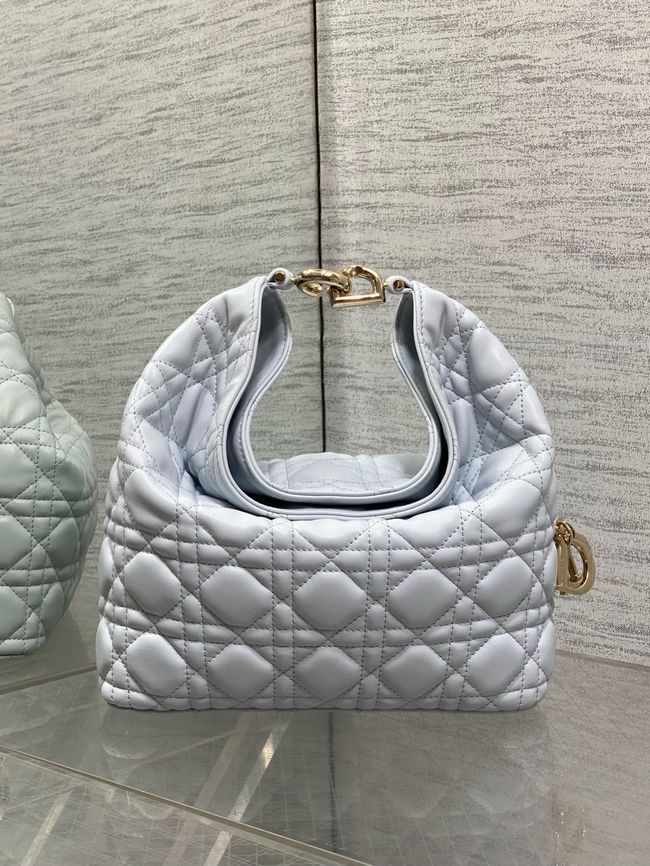 Small Dior Toujours Hobo Bag Ice Blue Cannage Lambskin M2867O