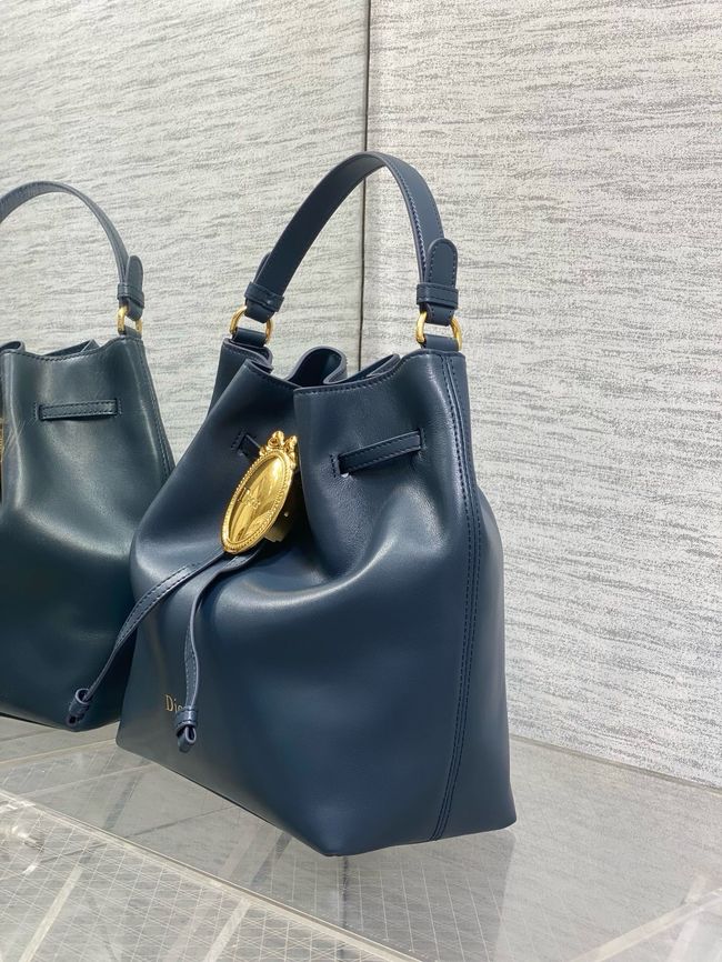 Dior Calfskin Medium Tote Bag 67534 dark blue Dior Calfskin Medium Tote Bag 67534 dark blue