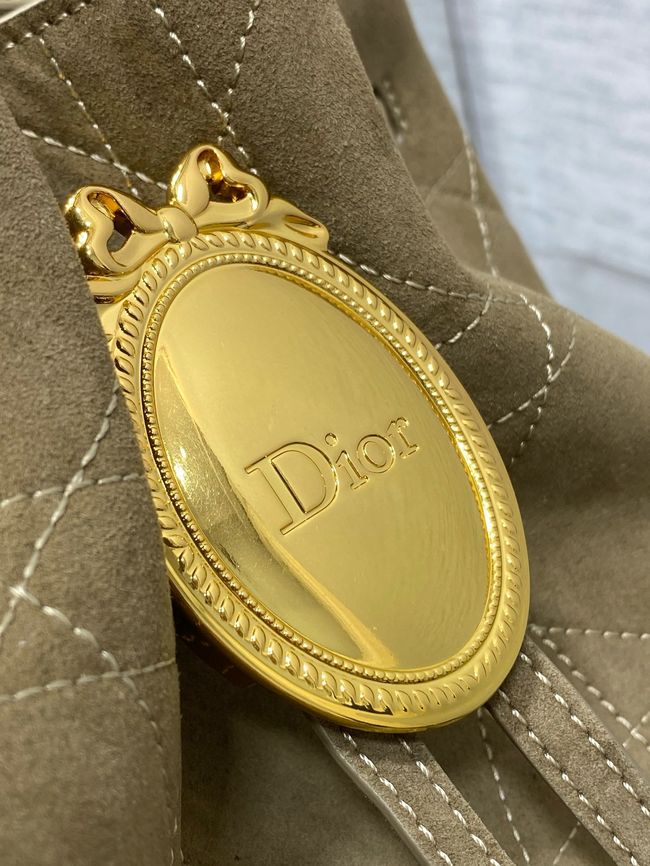 Dior Suede Calfskin Medium Tote Bag 67534 Khaki
