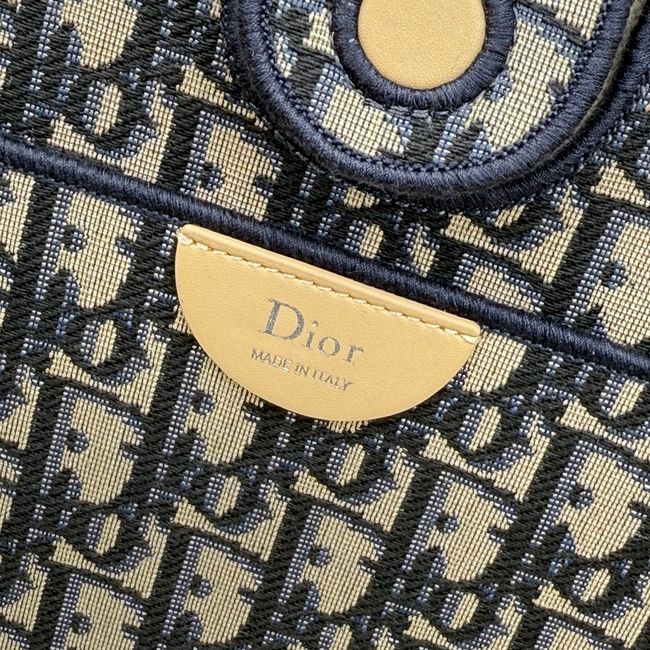 Small Dior Promenade Shopping Bag Apricot Flat Cannage Suede Calfskin M1410O
