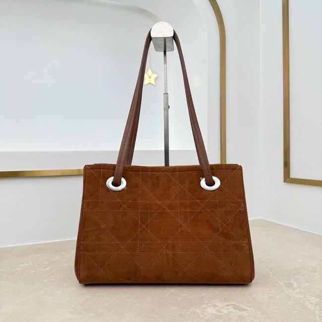 Small Dior Promenade Shopping Bag brown Flat Cannage Suede Calfskin M1410O Small Dior Promenade Shopping Bag brown Flat Cannage Suede Calfskin M1410O