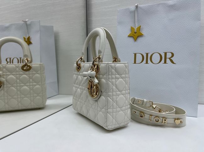 Small Lady Dior Bag with Strap Cannage Lambskin M0531OU Ivory Small Lady Dior Bag with Strap Cannage Lambskin M0531OU Ivory