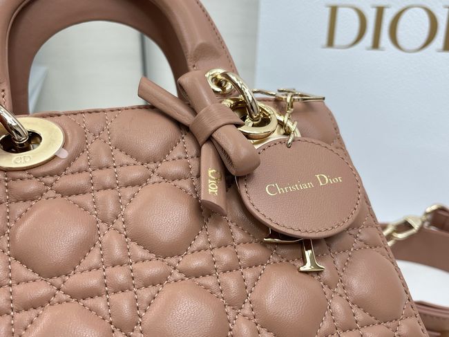Small Lady Dior Bag with Strap Cannage Lambskin M0531OU dark pink Small Lady Dior Bag with Strap Cannage Lambskin M0531OU dark pink