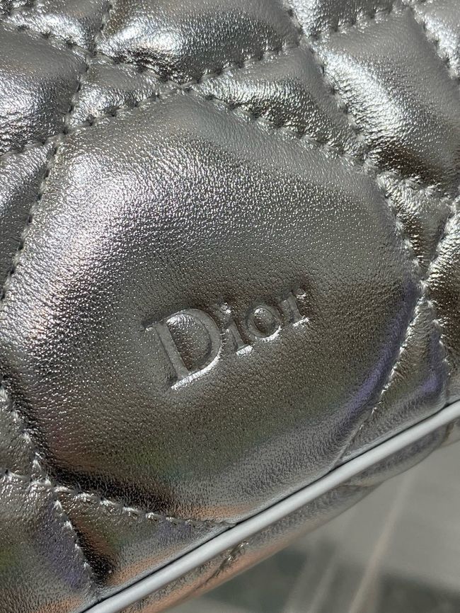 Diorling Mini Bag Macrocannage Lambskin S2613OU Silver Diorling Mini Bag Macrocannage Lambskin S2613OU Silver