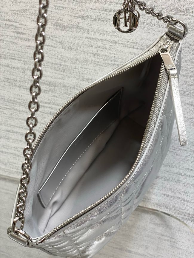 Diorling Mini Bag Macrocannage Lambskin S2613OU Silver Diorling Mini Bag Macrocannage Lambskin S2613OU Silver