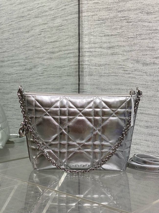 Diorling Mini Bag Macrocannage Lambskin S2613OU Silver Diorling Mini Bag Macrocannage Lambskin S2613OU Silver