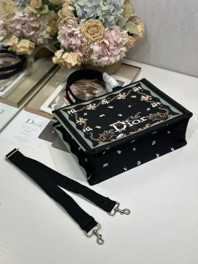 Medium Dior Book Tote with Strap Oblique Embroidery M1354PE-4 Medium Dior Book Tote with Strap Oblique Embroidery M1354PE-4
