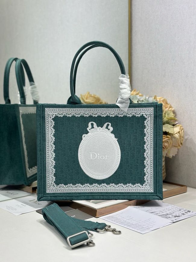 Medium Dior Book Tote with Strap Oblique Embroidery M1354PE-6