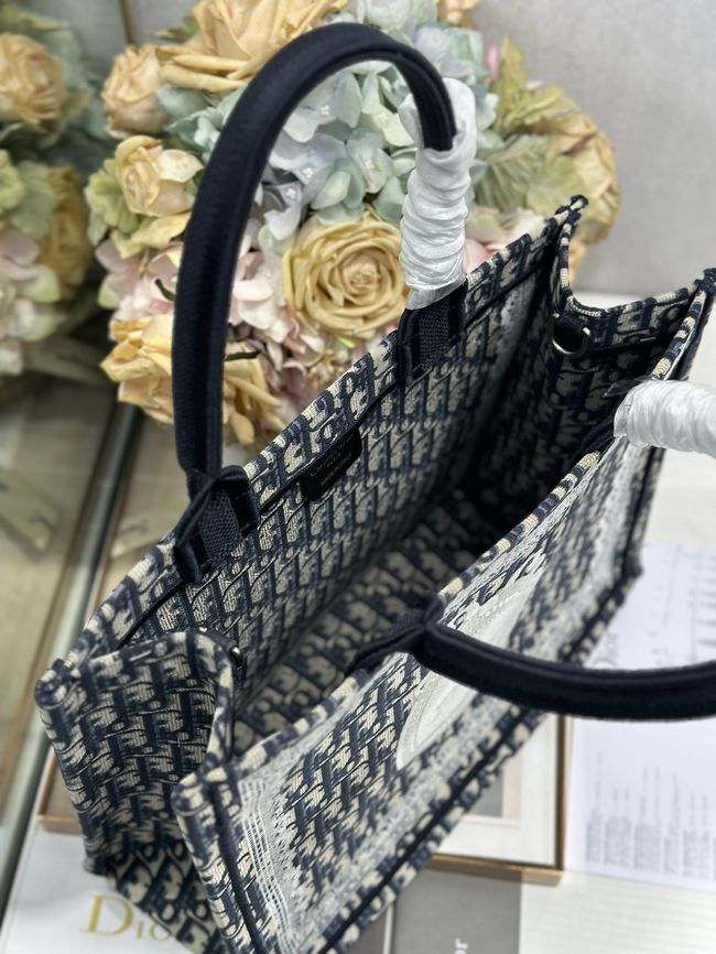 Medium Dior Book Tote with Strap Oblique Embroidery M1354PE-7 Medium Dior Book Tote with Strap Oblique Embroidery M1354PE-7