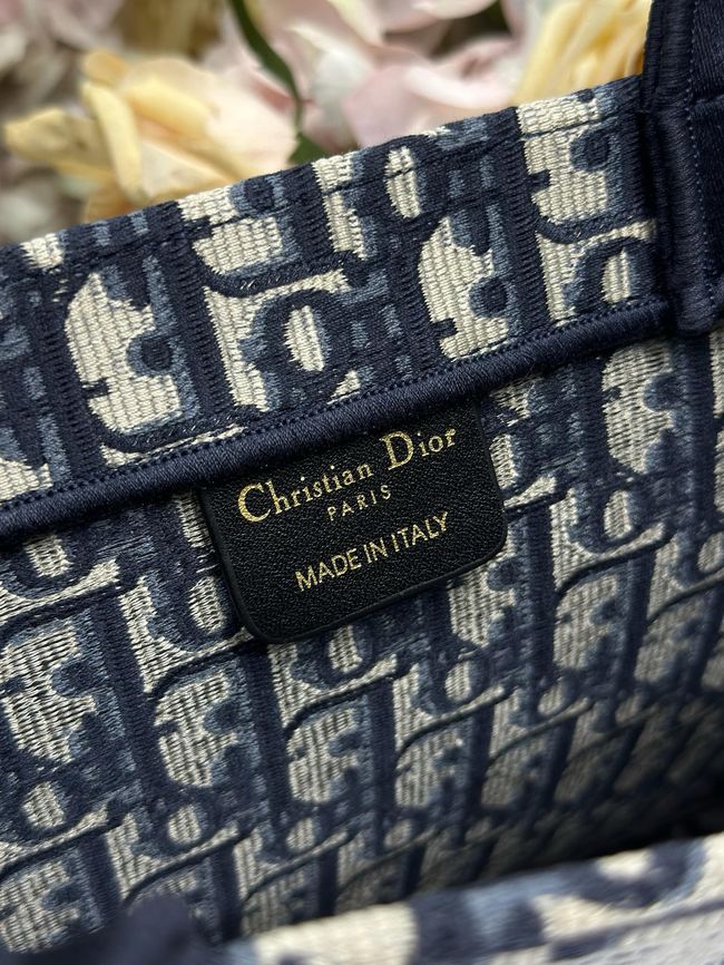 Medium Dior Book Tote with Strap Oblique Embroidery M1354PE-7 Medium Dior Book Tote with Strap Oblique Embroidery M1354PE-7