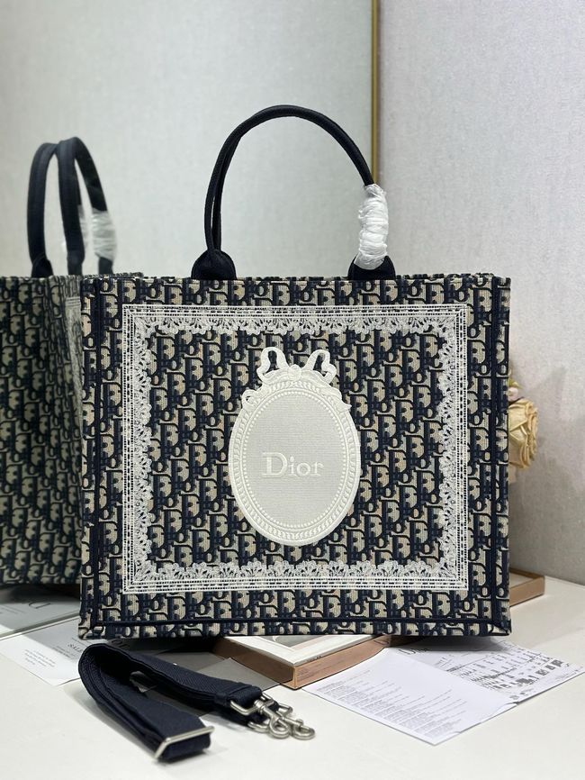 Large Dior Book Tote Cannage Embroidery M1349OEQ-7 Large Dior Book Tote Cannage Embroidery M1349OEQ-7
