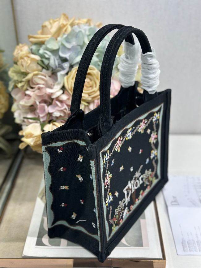 Small Dior Book Tote with Strap Embroidered M1404OE-2 Small Dior Book Tote with Strap Embroidered M1404OE-2
