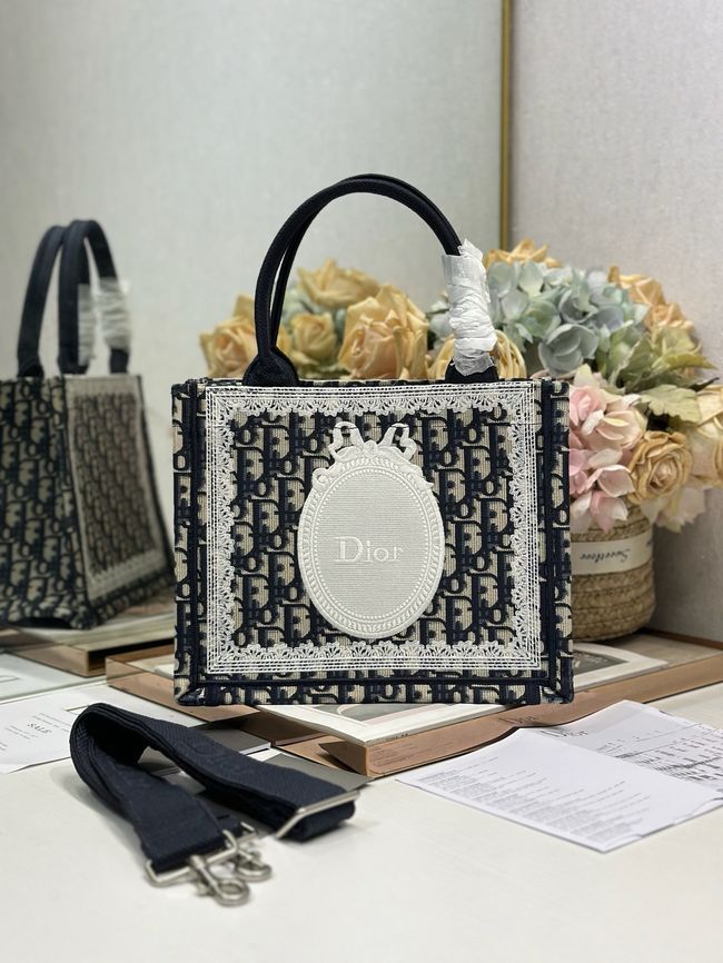 Small Dior Book Tote with Strap Embroidered M1404OE-5