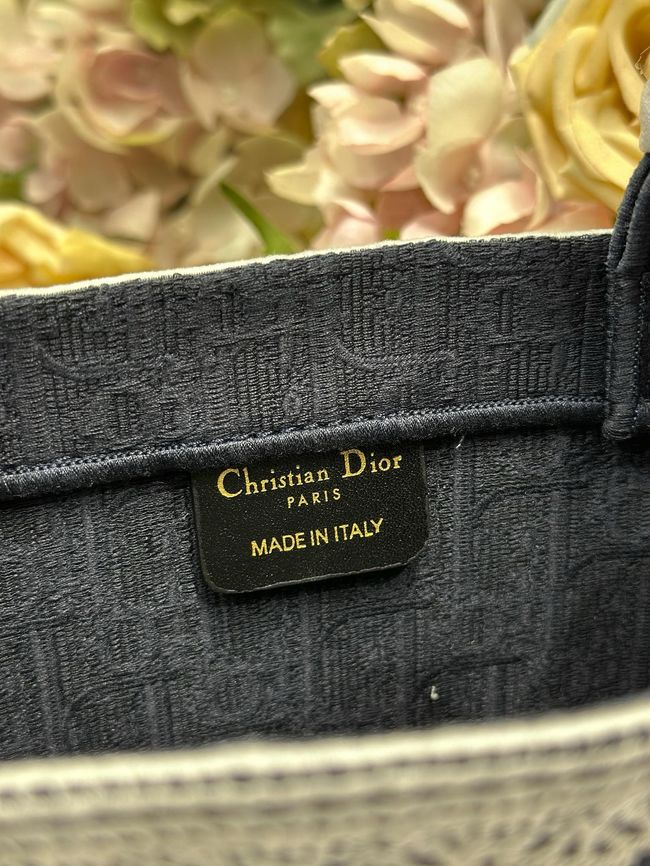 Small Dior Book Tote with Strap Embroidered M1404OE-8 Small Dior Book Tote with Strap Embroidered M1404OE-8