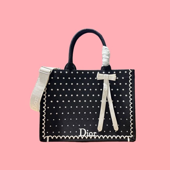 Medium Dior Book Tote with Strap Oblique Embroidery M1354PE-11