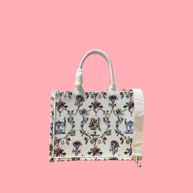Medium Dior Book Tote with Strap Oblique Embroidery M1354PE-12