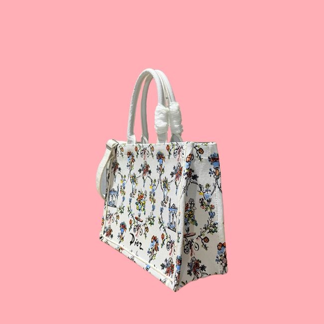 Medium Dior Book Tote with Strap Oblique Embroidery M1354PE-12