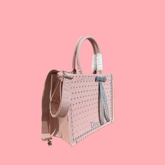 Medium Dior Book Tote with Strap Oblique Embroidery M1354PE-13