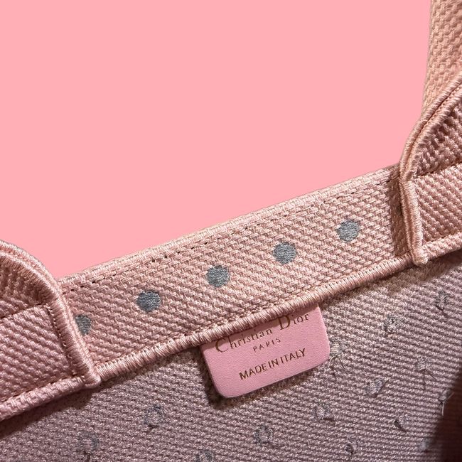 Medium Dior Book Tote with Strap Oblique Embroidery M1354PE-13