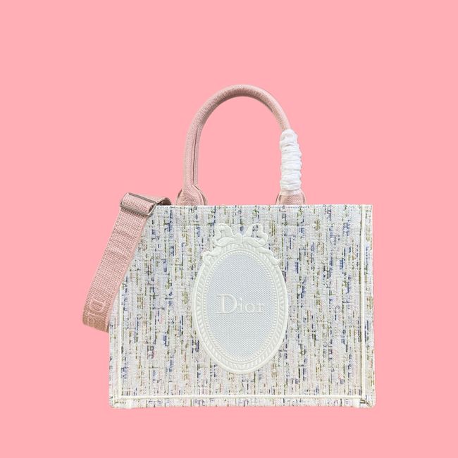 Medium Dior Book Tote with Strap Oblique Embroidery M1354PE-14
