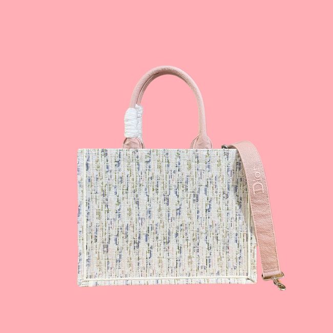 Medium Dior Book Tote with Strap Oblique Embroidery M1354PE-14