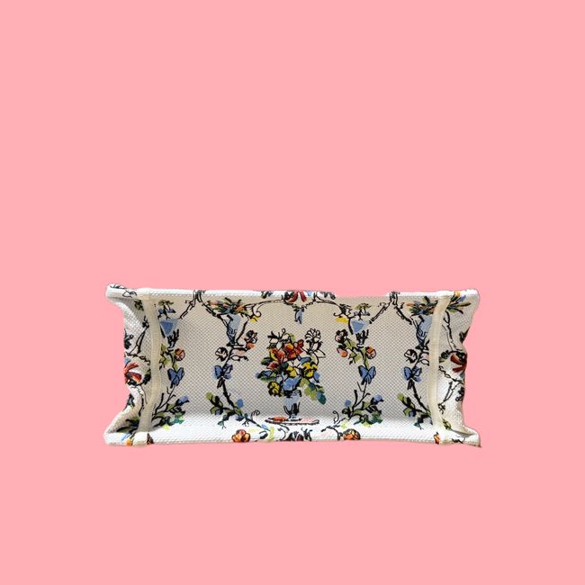 Small Dior Book Tote with Strap Embroidered M1404OE-10