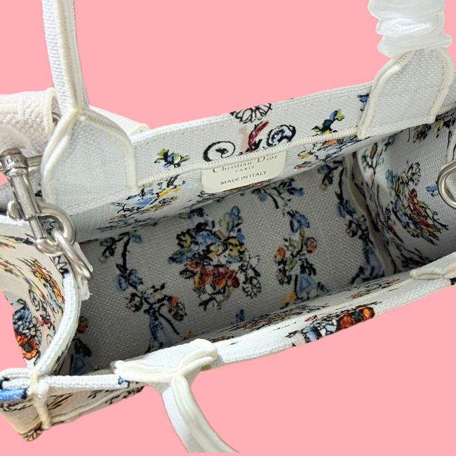 Small Dior Book Tote with Strap Embroidered M1404OE-10