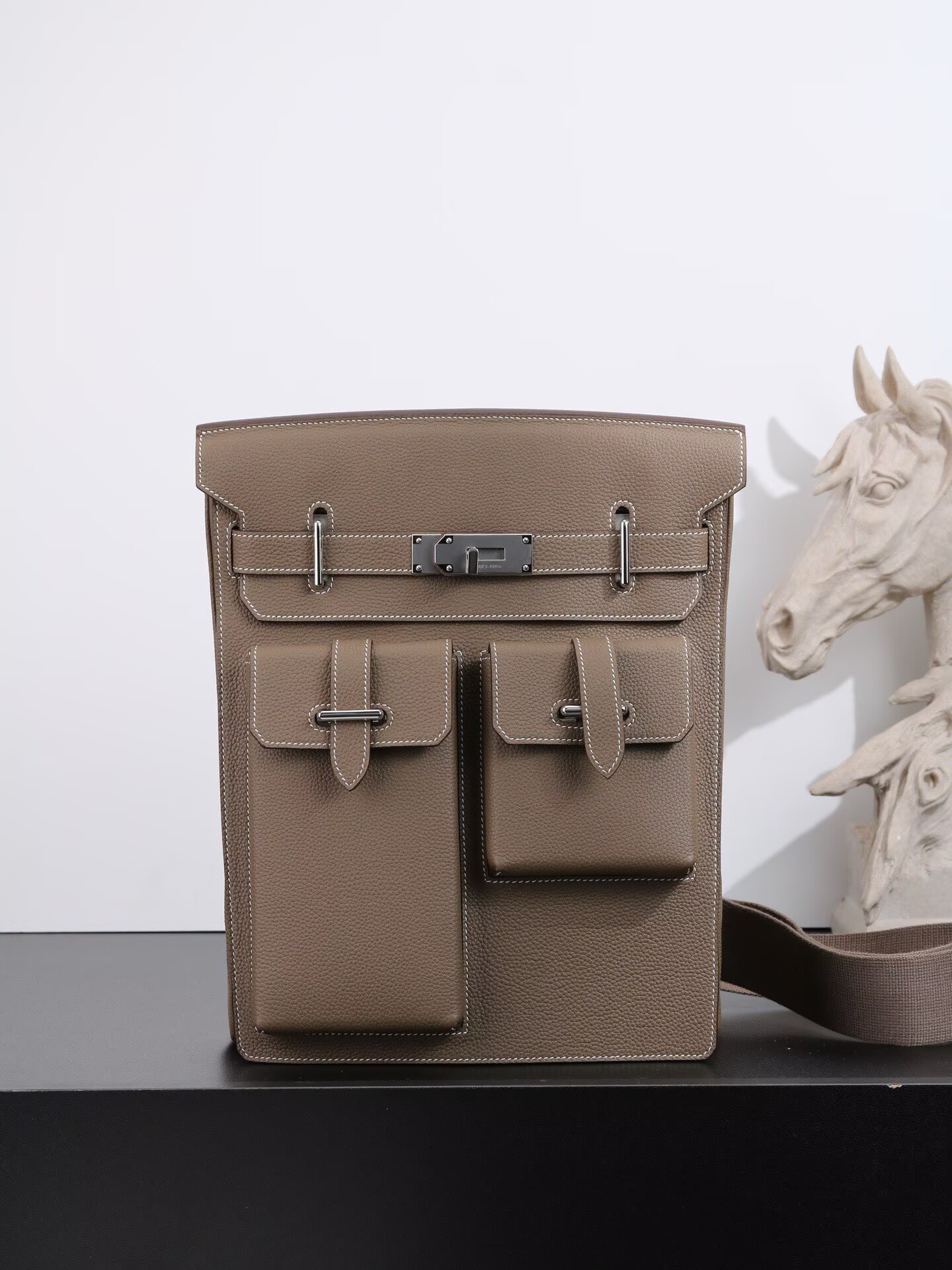 Hermes  HAC A DOS Original Togo Leather Chest Bag H60321 Gray