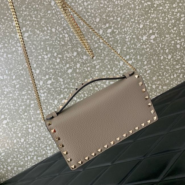 VALENTINO Rockstud calfskin chain bag SHI098 gray VALENTINO Rockstud calfskin chain bag SHI098 gray