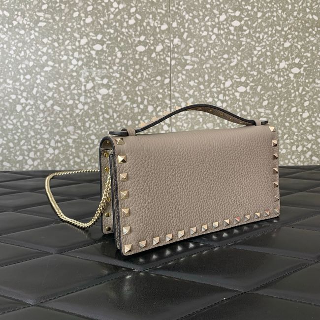 VALENTINO Rockstud calfskin chain bag SHI098 gray VALENTINO Rockstud calfskin chain bag SHI098 gray