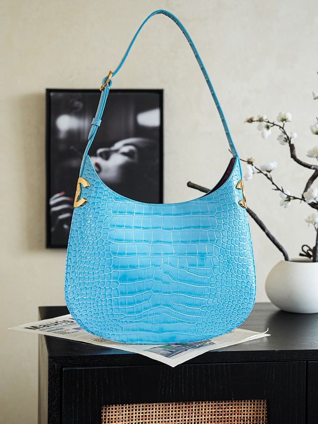 Chanel Crocodile Embossed Shoulder Bag 68012 blue