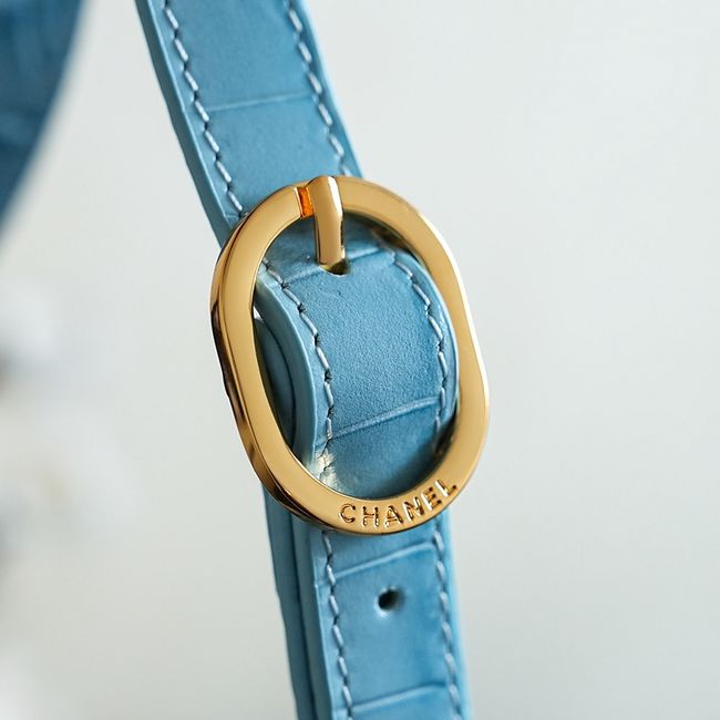 Chanel Crocodile Embossed Shoulder Bag 68012 blue Chanel Crocodile Embossed Shoulder Bag 68012 blue