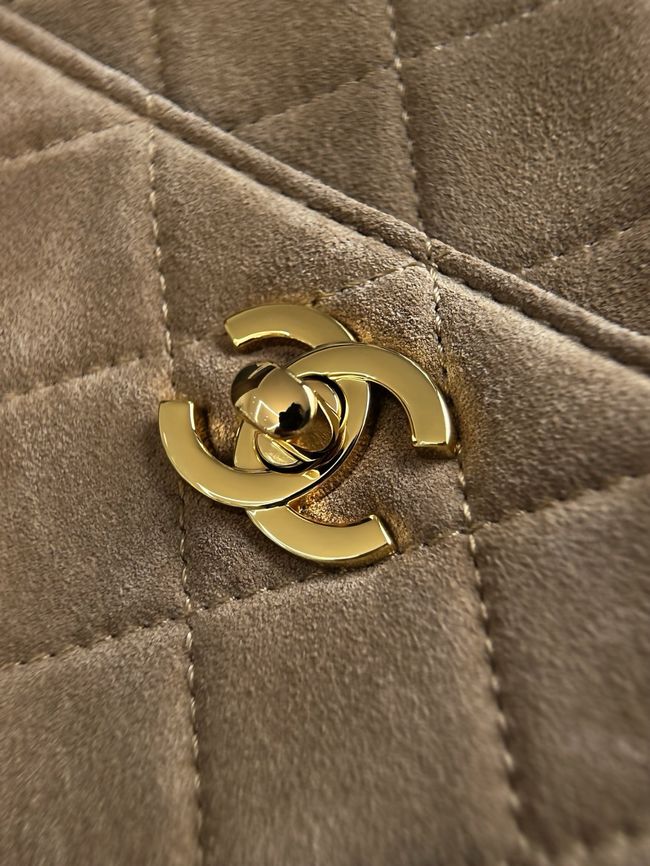 Chanel Suede Calfskin Camera Case AS6443 Dark Beige Chanel Suede Calfskin Camera Case AS6443 Dark Beige
