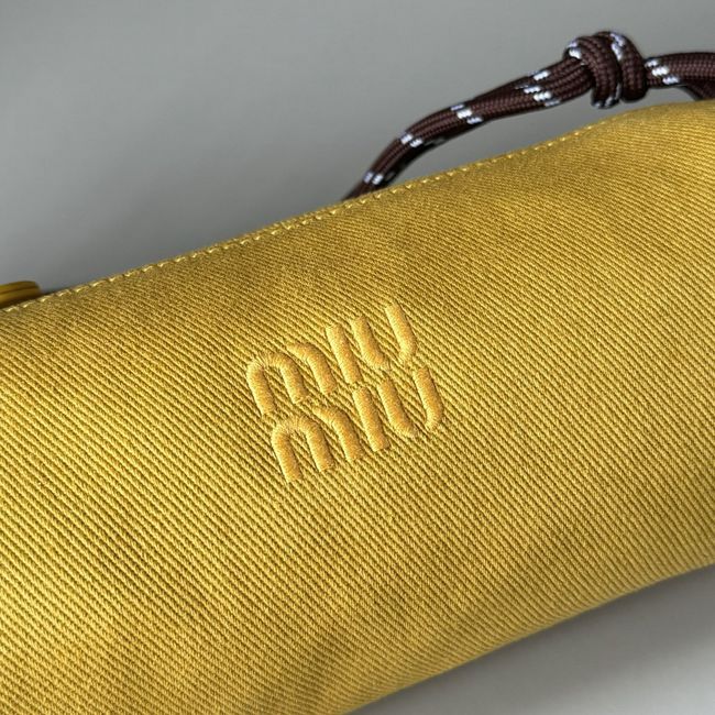 MIUMIU Tote Shoulder Handbag denim 5NE851 yellow