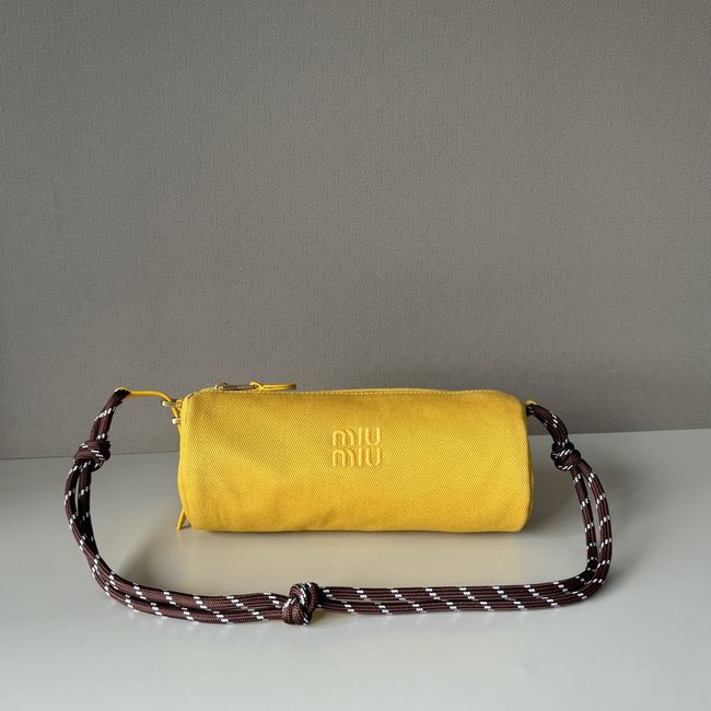 MIUMIU Tote Shoulder Handbag denim 5NE851 yellow MIUMIU Tote Shoulder Handbag denim 5NE851 yellow