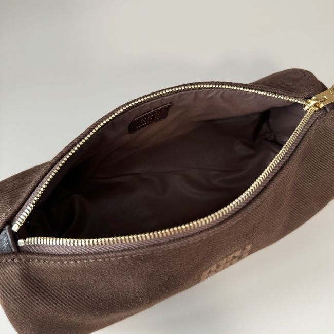 MIUMIU Tote Shoulder Handbag denim 5NE851  dark brown