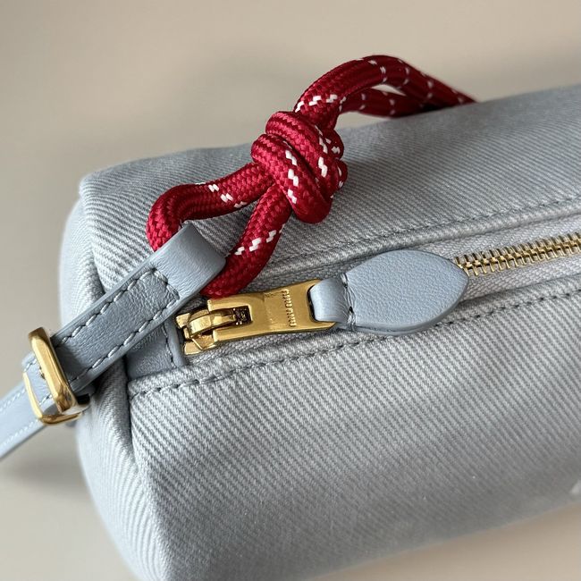 MIUMIU Tote Shoulder Handbag denim 5NE851 light blue