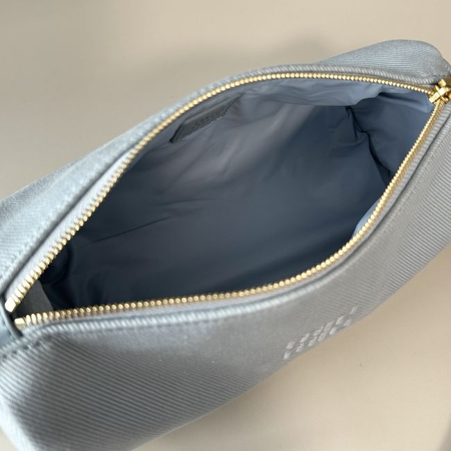 MIUMIU Tote Shoulder Handbag denim 5NE851 light blue