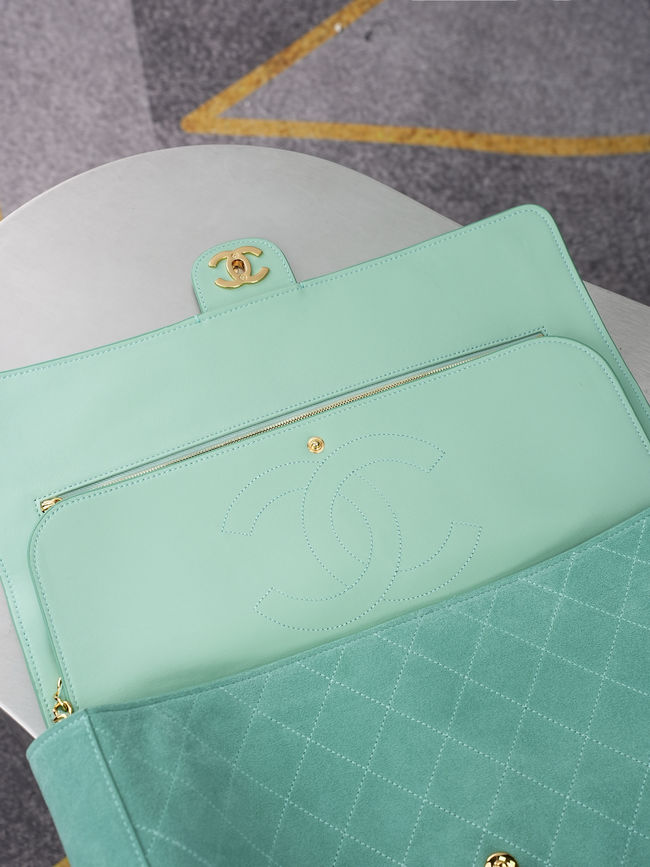 CHANEL Maxi Flap bag Suede Calfskin AS6231 Lake green CHANEL Maxi Flap bag Suede Calfskin AS6231 Lake green