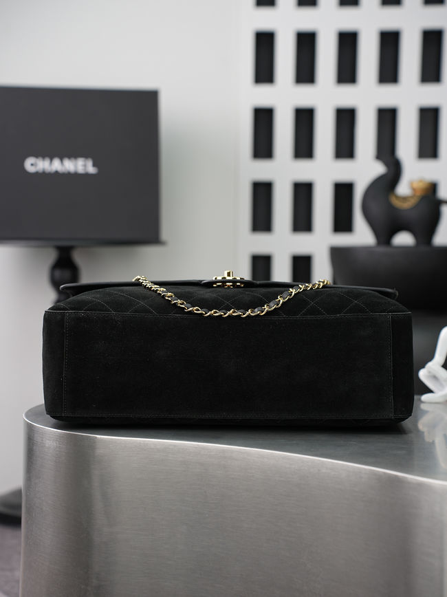 CHANEL Maxi Flapbag Suede Calfskin AS6233 black