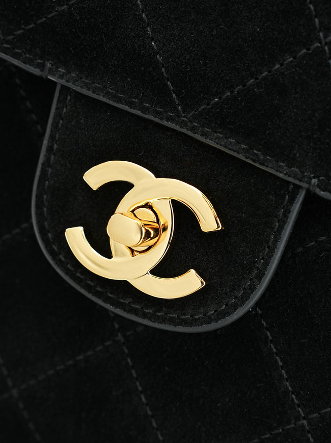 CHANEL Maxi Flapbag Suede Calfskin AS6233 black
