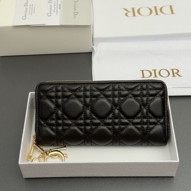 LADY DIOR LOTUS WALLET CANNAGE LAMBSKIN S0007 black