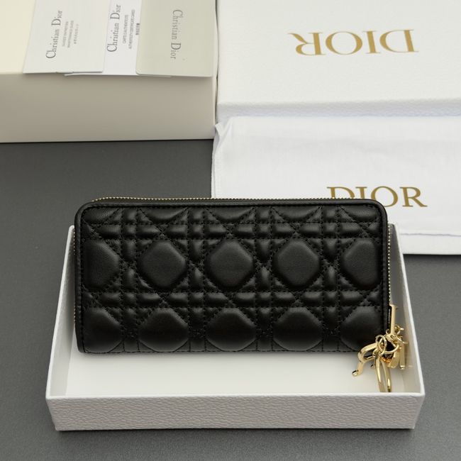 LADY DIOR LOTUS WALLET CANNAGE LAMBSKIN S0007 black LADY DIOR LOTUS WALLET CANNAGE LAMBSKIN S0007 black