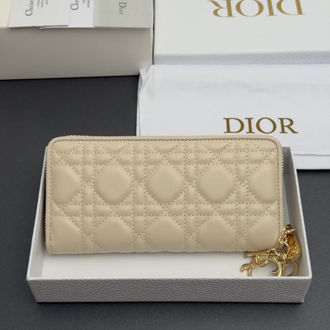 LADY DIOR LOTUS WALLET CANNAGE LAMBSKIN S0007 apricot