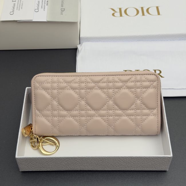 LADY DIOR LOTUS WALLET CANNAGE LAMBSKIN S0007 pink