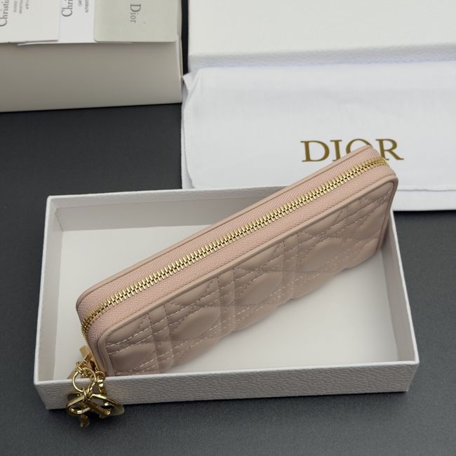 LADY DIOR LOTUS WALLET CANNAGE LAMBSKIN S0007 pink